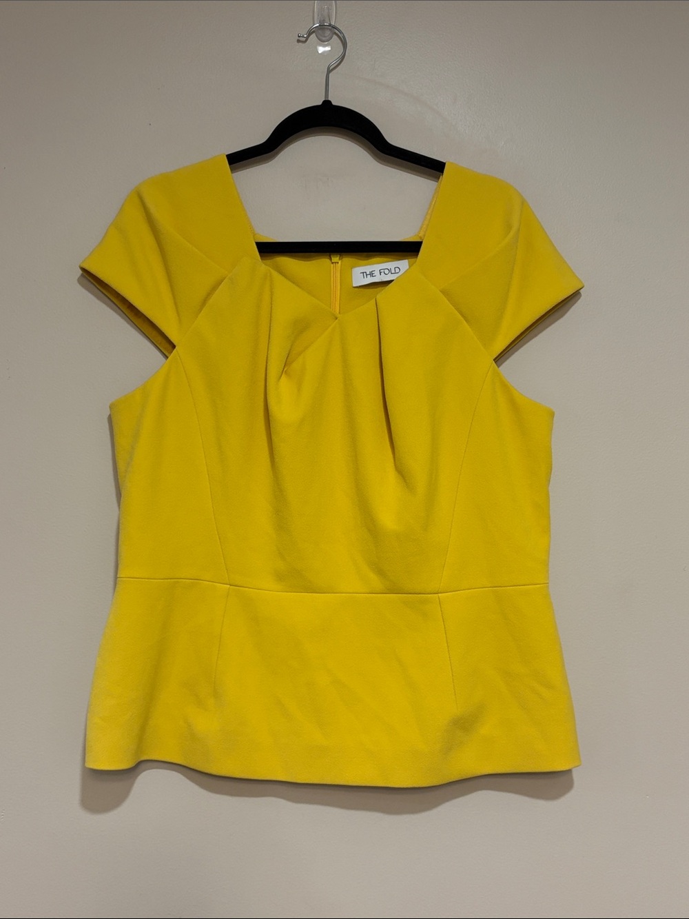 The Fold | Peplum butter yellow top/blouse Women’s size 12 stretch work office